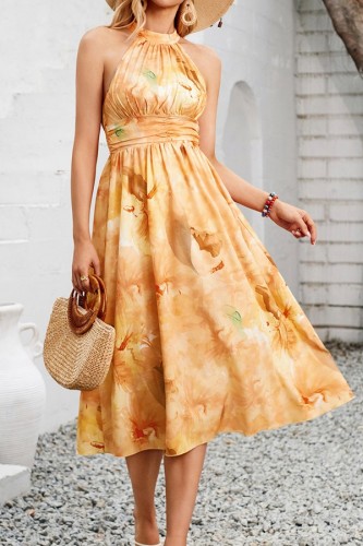 Chic Halter Print Dress