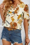 Floral Print V neck Tops
