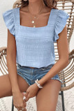 Spring/Summer Square Collar Ruffle Edge Shirt Top