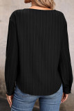 Spliced V-Neck Top With Long Sleeved Buckle