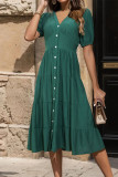 Solid Color Waist Tied Dress