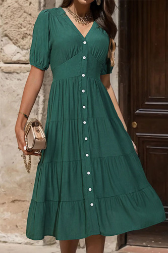 Solid Color Waist Tied Dress