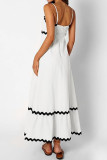 Hanging Strap Pleated Lace Dress
