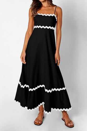 Hanging Strap Pleated Lace Dress