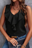 V-Neck Ruffled Sleeveless Top