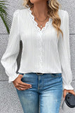 V-Neck Lace Long Sleeves Tops