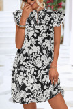 V-Neck Ruffle Sleeve Printed Dress