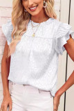 Printed Ruffle Sleeve Crew Neck Shirts