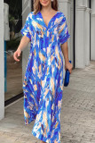 V-Neck Printed Short-Sleeved Dress