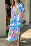 V-Neck Printed Short-Sleeved Dress