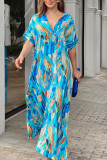 V-Neck Printed Short-Sleeved Dress