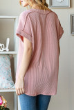 Knitted Loose V-Neck Jacquard T-Shirts