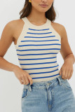 Sleeveless Striped Knitted Tank Tops