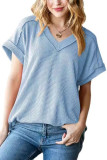 Knitted Loose V-Neck Jacquard T-Shirts