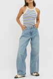 Sleeveless Striped Knitted Tank Tops