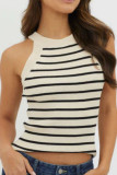 Sleeveless Striped Knitted Tank Tops