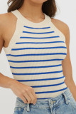 Sleeveless Striped Knitted Tank Tops