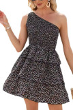 One Shoulder Bohemian Mini Ruffle Dress