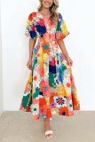 Summer V-Neck Puff Sleeve Dress