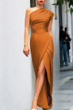 High Waist One Shoulder Slit Dress