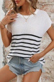 Knitted Striped Crew Neck Top