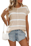 Summer Round Neck Knitted Striped Top