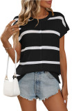 Summer Round Neck Knitted Striped Top