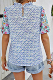 Embroidered Printed Short-Sleeved Top