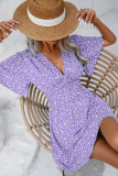 V-Neck Floral High Waist Mini Dress