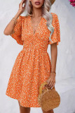 V-Neck Floral High Waist Mini Dress