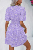 V-Neck Floral High Waist Mini Dress