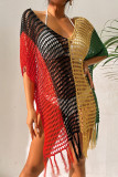 V-Neck Hollow Out Beach Cover Up