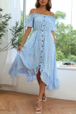 One Shoulder Short Sleeved Floral Dress