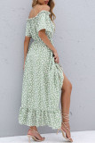 One Shoulder Short Sleeved Floral Dress