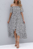 One Shoulder Short Sleeved Floral Dress