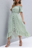 One Shoulder Short Sleeved Floral Dress