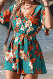 Lotus Sleeve Printed Loose Dress
