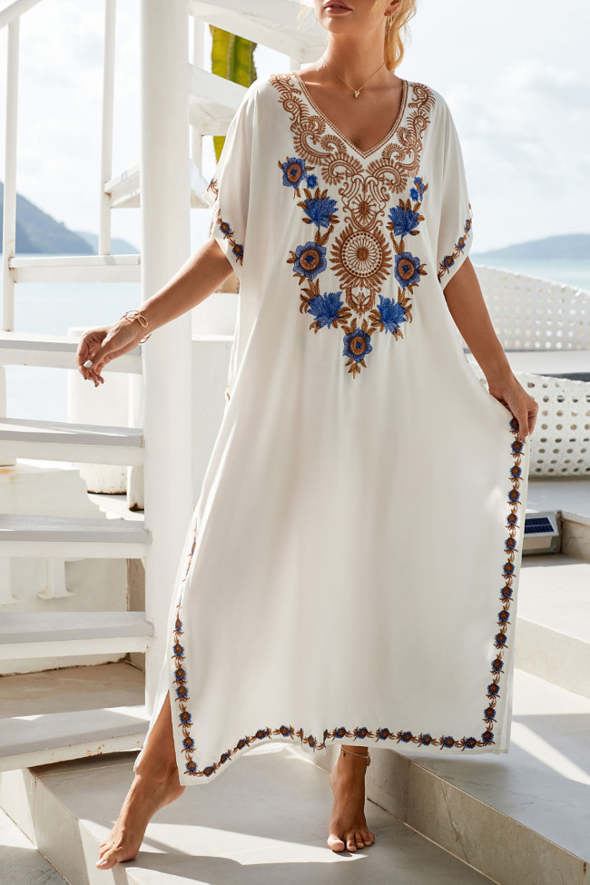V-Neck Beach Vacation Loose Dress
