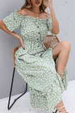 One Shoulder Short Sleeved Floral Dress