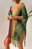 V-Neck Hollow Out Beach Cover Up