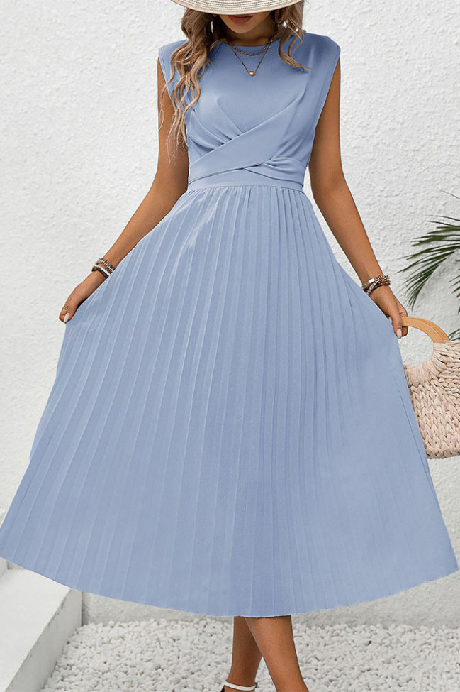 Solid Color Sleeveless Strapless Dress
