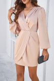 Solid Color Elegant V-Neck Dress