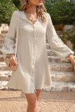 V-Neck Long Sleeve Bubble Sleeve Dress