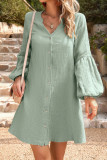 V-Neck Long Sleeve Bubble Sleeve Dress