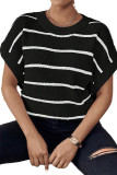 Striped Printed Short Sleeved Sweater
