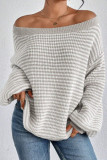 One Shoulder Lantern Sleeve Knit Sweater
