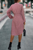 V-Neck Printed Long Sleeved Dress