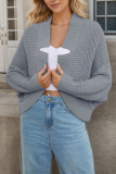 V-Neck Bat Sleeve Cardigan Sweater