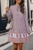 Ethnic Style Long Sleeved Printed Dress
