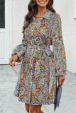 Papel Printed Long Sleeved Shirt Dress